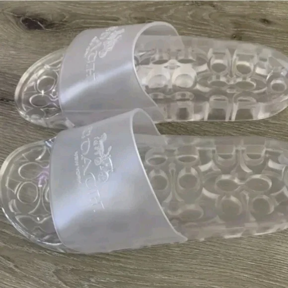 Coach Ulyssa Rubber Slide Clear Size 8 Coastal Nautical Vaca Casual Streetwear - Picture 2 of 15